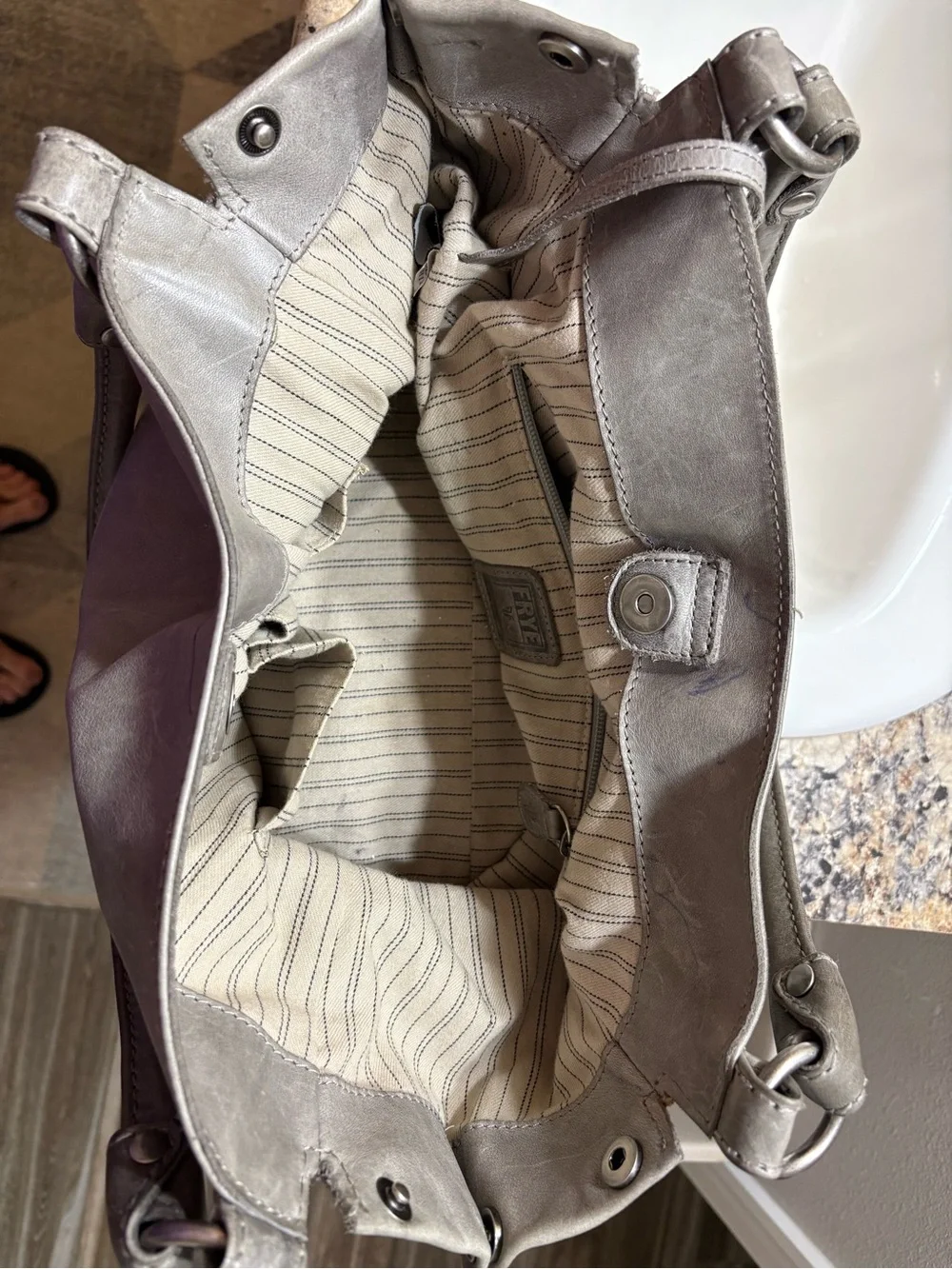 Frye Gray Leather Shoulder Bag - Picture 5 of 9